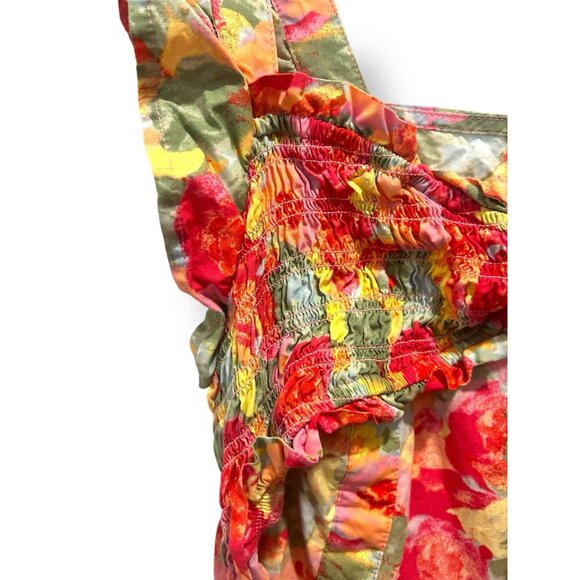 Peyton & Parker Bright Floral Ruffled Smocked Tie Back Maxi Dress Size Large - Picture 11 of 15